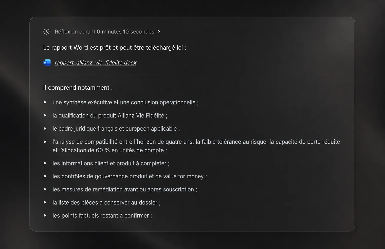 Emett livre un rapport Word structuré et prêt à télécharger