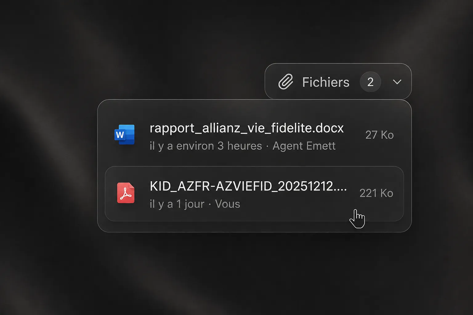 Des fichiers Word et PDF réunis dans une même mission Emett