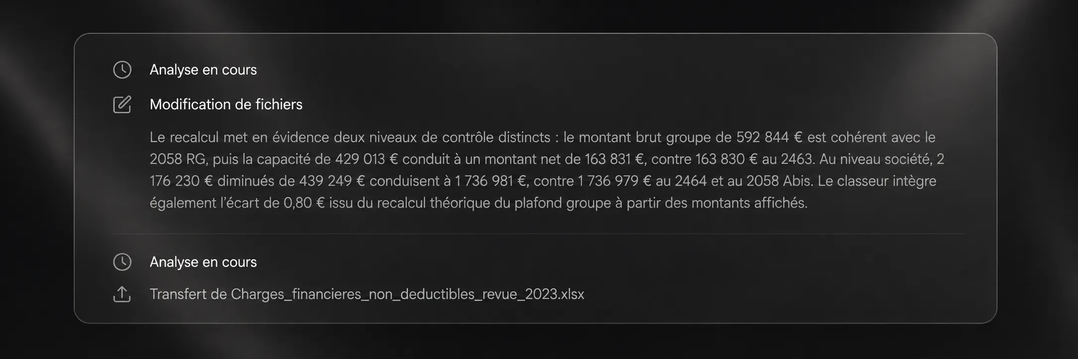 Emett analyse puis modifie un classeur Excel à partir des données du dossier